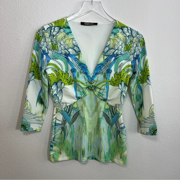 ROBERTO CAVALLI vintage Y2K V neck top - Picture 2 of 10
